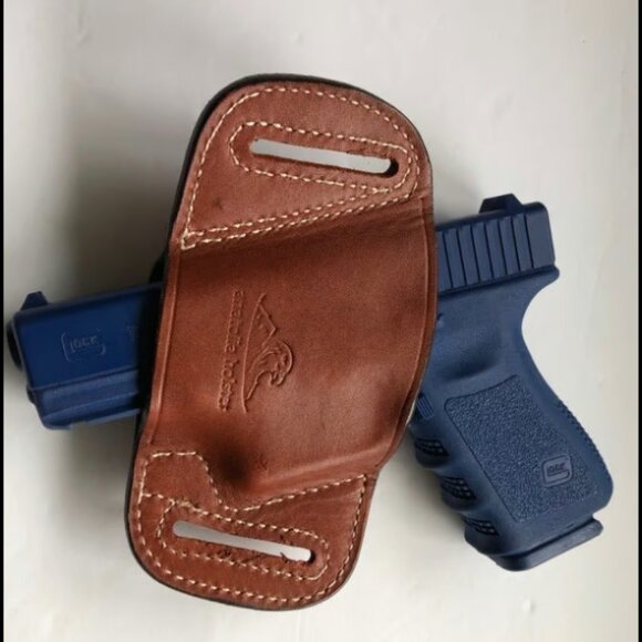 GLOCK 19 Walther PPQ OWB Quick Slide Leather Holster Black  ONLY - Picture 2 of 5